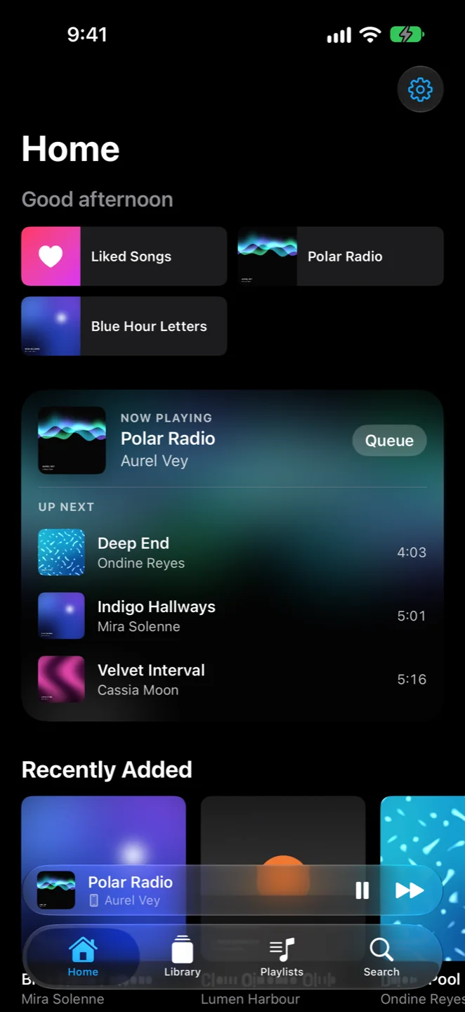 Sonevia's Home: quick picks, Now Playing with Up Next, and Recently Added
