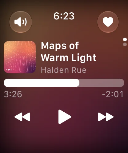 Sonevia's Now Playing remote on Apple Watch